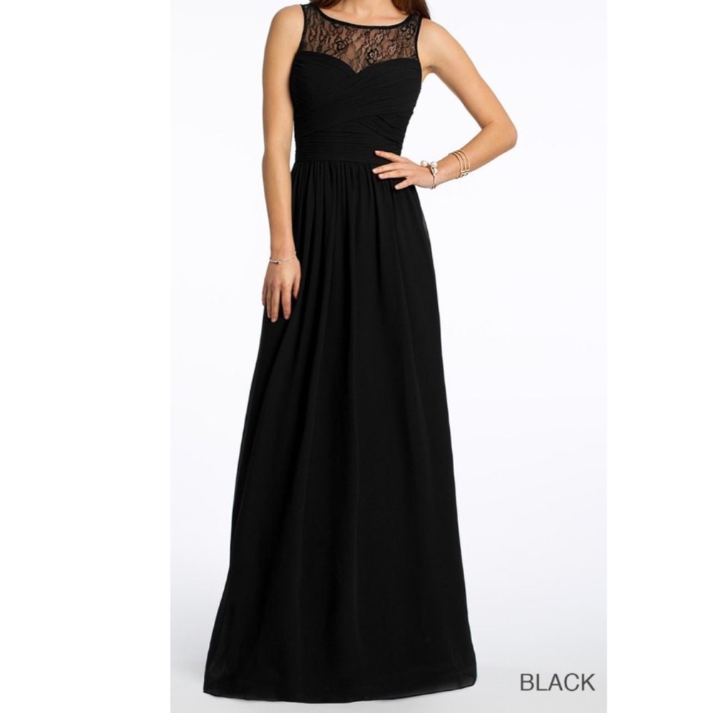 Camille La Vie Black Lace Illusion Neckline Dress